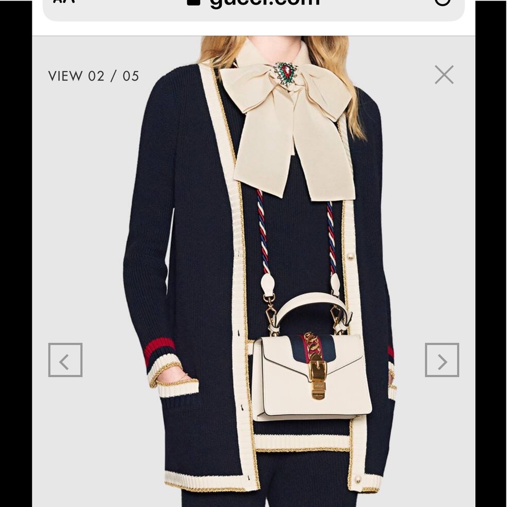 Auth Gucci Embroidered oversize knitted cardigan